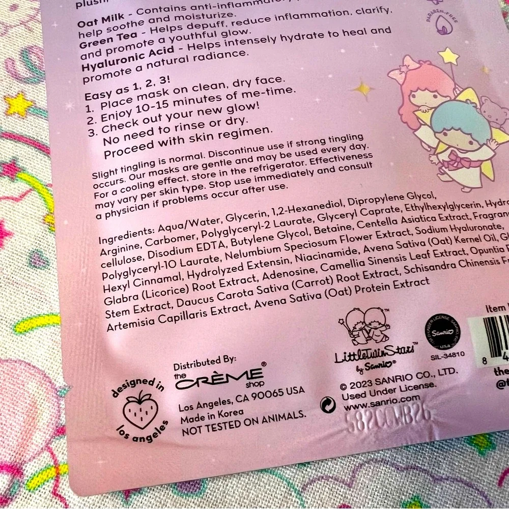Crème Shop x Little Twin Stars Milky Star Sheet Mask NEW!